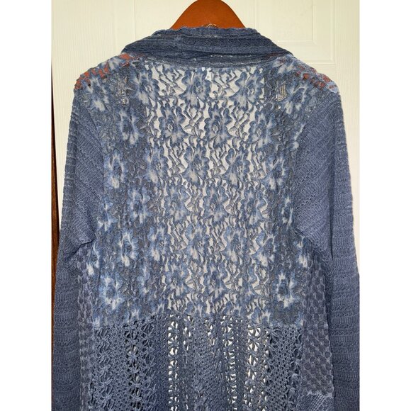 This & That Long Blue Open Front Cardigan Size Large - Picture 7 of 13